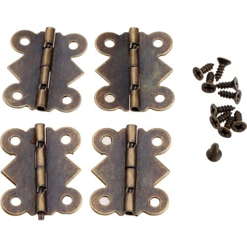 4Pcs 25x20mm Mini Butterfly Door Hinge Antique Bronze Cabinet Drawer Kitchen Jewellery Box Decorate Hinge For Furniture Hardware