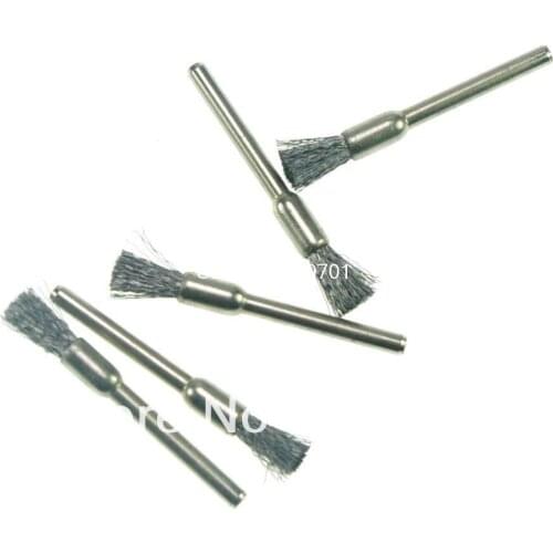 5pcs Pen Shape 5mm End Steel Wire Brush 3.2mm mandrel For Rotary Tools