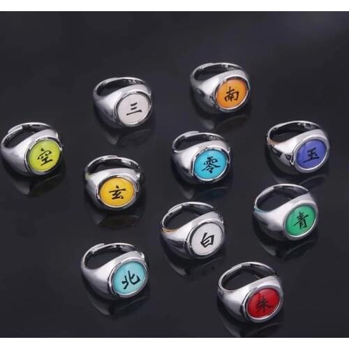 Anime Cosplay Mens Womens Ring Set Cartoon Character Uchiha Itachi Ring Naruto Akatsuki Member Ring Best Party Gift Jewelry