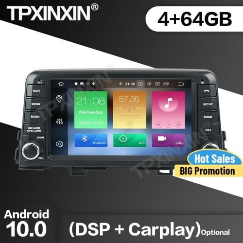 64G Car Radio 2 Din Stereo Receiver Android10 For KIA MORNING 2016 2017 2018 2019 GPS Navi Multimedia Player Recorder Head Unit