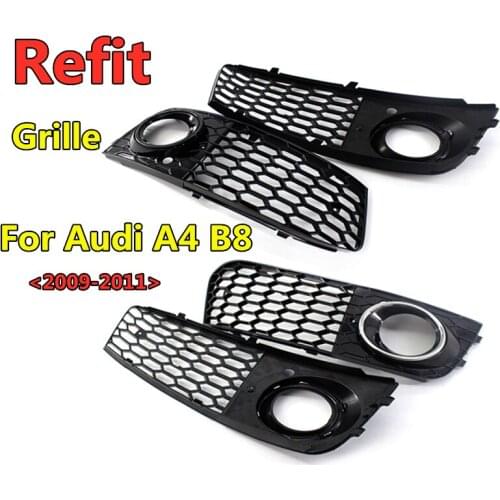 2pcs Car-styling Car Refit Front Lower Bumper Fog Light Grille Foglamp Grills For Audi- A4 B8 2009 2010 2011 2012 Oem8KD 807 681