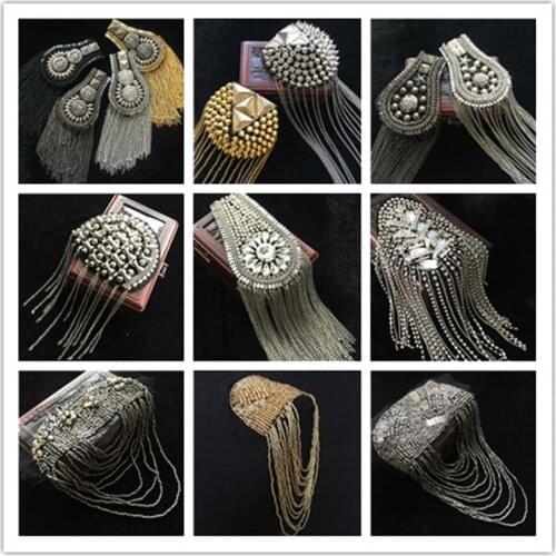Handmade B99 epaulette jewelery tassel big shoulder brooch epaulet /epaulettes badge fitting accessories/pin