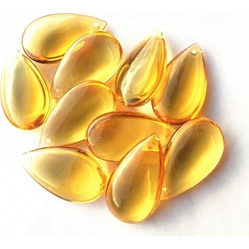 Free Shipping 100pcs/lot,38mm golden yellow Crystal Glass Chandelier Oval Droplet Prism For Wedding Decoration