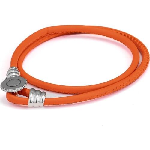 CKK Bracelet Spicy Orange Double Leather Bracelets Women Pulseira Feminina Masculina Pulseras Mujer Silver 925 Sterling jewelry