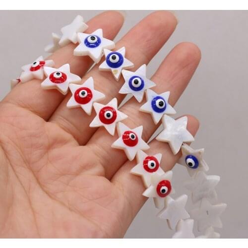8/10/12/15mm Evil Eyes Star Shell Beads Natural Mother of Pearl Seashell Loose Beads DIY Jewelry Making Bracelet Necklace Crafts