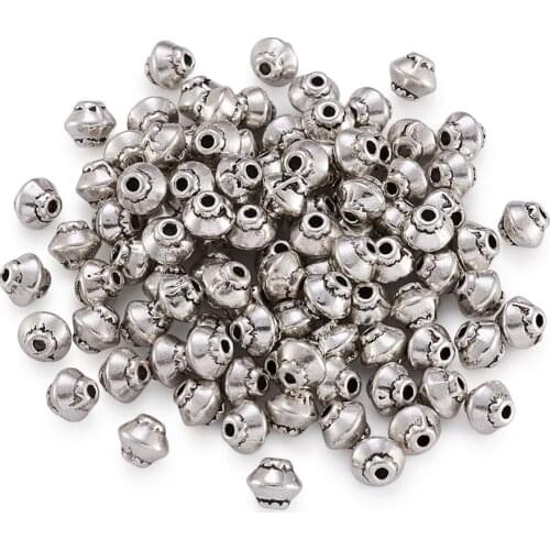 100Pcs Tibetan Metal Beads Antique Silver Color Loose Spacer Beads for Jewelry Making DIY Beadings Necklace Bracelet 5x4.5mm
