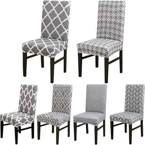 Geometric Spandex Chair Covers Printed Elastic Seat Cover Slipcovers For Dining Room Wedding Banquet Hotel Kitchen Office