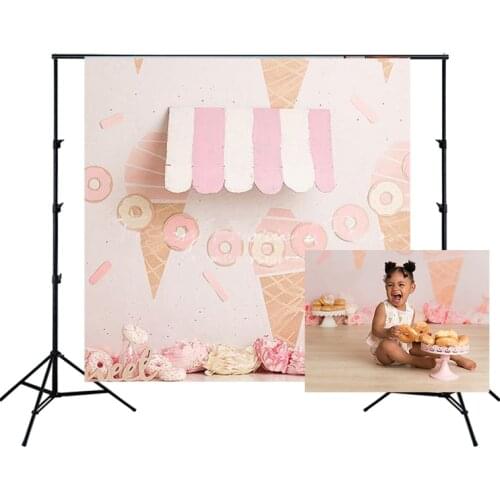 Girl Princess Backdrop Birthday Party Banner Sweet Pink Candy Bar Donut Icecream Photography Background Studio Props Decors