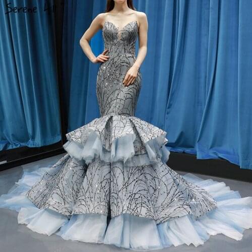 Dubai Dark Grey Sweetheart Sexy Wedding Dresses 2021 Sequined Luxury Mermaid Bridal Gowns Real Photo 66809 Custom Made