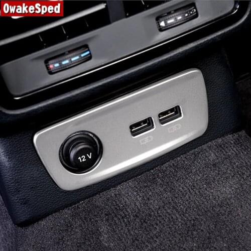 Stainless Steel For Audi Q3 2019 LHD Interior Accessories Car Styling Rear USB Interface Decorative Panel Cover Trim