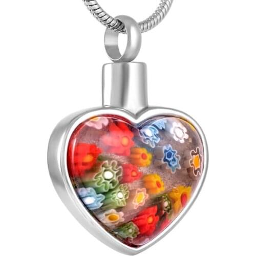 KLH8427 Free Plastic Funnel!Murano Glass Flower Heart Pendant Urn Necklace Memorial Keepsake Cremation Ashes Jewelry