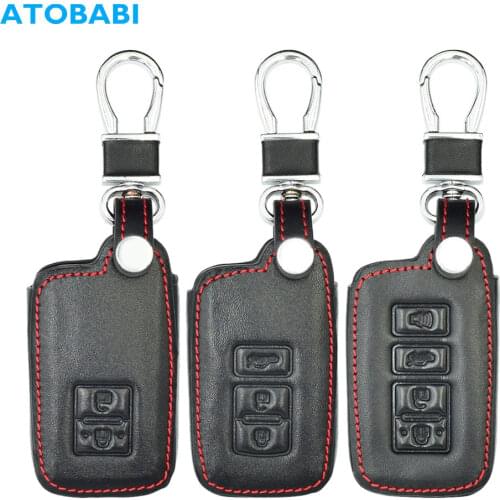 Leather Car Key Case For Toyota Avalon Camry Corolla RAV4 Highlander 2/3/4 Buttons Smart Remote Fob Cover Auto Keychain Bag