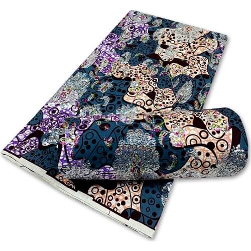 Beautiful Sequin Embroidery African Real Wax Fabric Ankara Cotton Fabric For Party Dress 6Yards SH210723