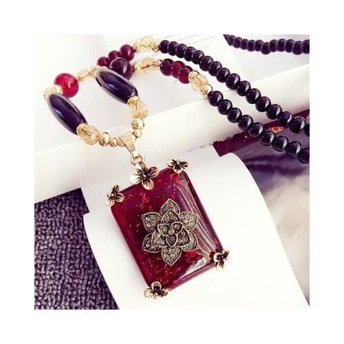 MOONROCY Crystal Necklace Long Sweat Jewelry Flower Peacock Party Green Yellow Opal Elephant for Woman Long Chain Necklace Gift