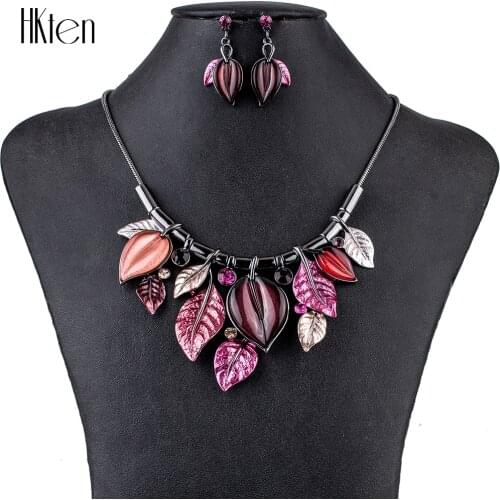 MS1504795 Fashion Jewelry Sets High Quality Necklace Sets For Women Jewelry Multicolored Crystal Resin Leaf Design Party Gift