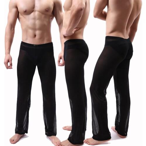 Mens Trousers Sexy Mesh Perspective Pajamas Men Underwear Pants