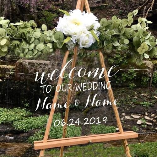 Custom Name Date Wedding Welcome Party Wall Sticker Dance Floor Personalized Wedding Board Marriage Wall Decal Vinyl Decor