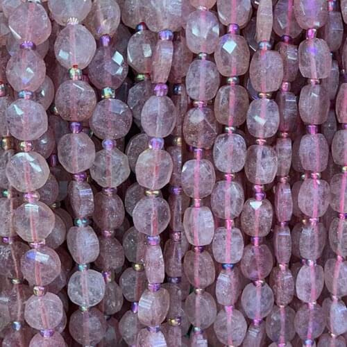 Natural Cherry Quartz Beads Faceted Coin Square DIY Loose Quartz Beads For Jewelry Making Beads Bracelet Necklace For Women Gift