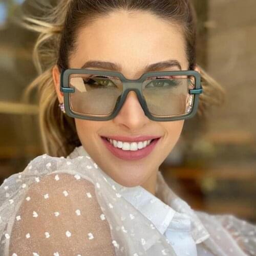 Classic Vintage Oversized Square Sunglasses Fashion Green Sunglasses Female Sexy Retro Brand Designer Eyeglasses Oculos