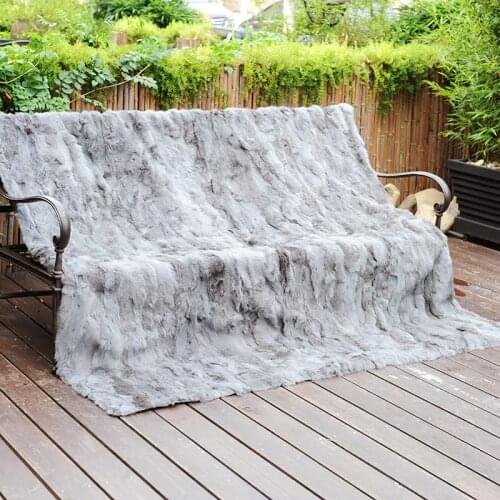 CX-D-11N 200x150cm Real Rabbit Fur Blanket Floor Real Fur Rug Bedrooms Blankets Bed Home Rugs and Carpets