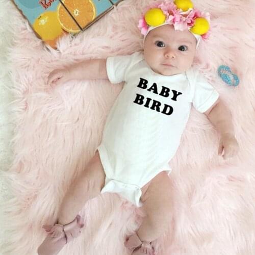 Newborn Baby Girls Clothes Letter Print Round Neck Short Sleeve White Cotton Bodysuit Inafnt Summer Outfits 0-24M