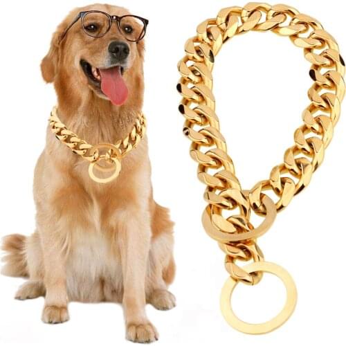 Stainless Steel Dog Chain Explosion-proof Dog Collar P Chain Malinois Golden Retriever Doberman Dog Necklace Dog Accessories