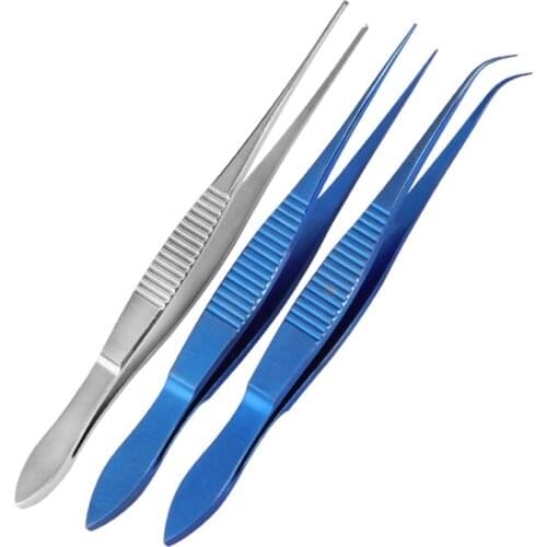 Double eyelid cosmetic instrument tweezers Microscopic 10cm tissue tweezers 0.5mm toothed ophthalmic tweezers