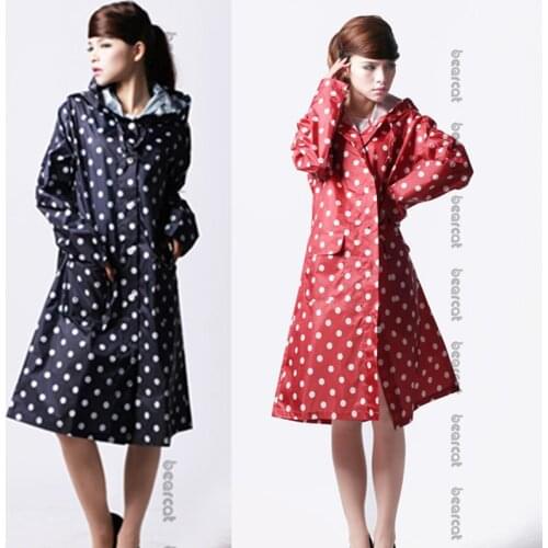 Korean waterproof lightweight raincoat Short Portable large round dot slim womens fashion adult windbreaker