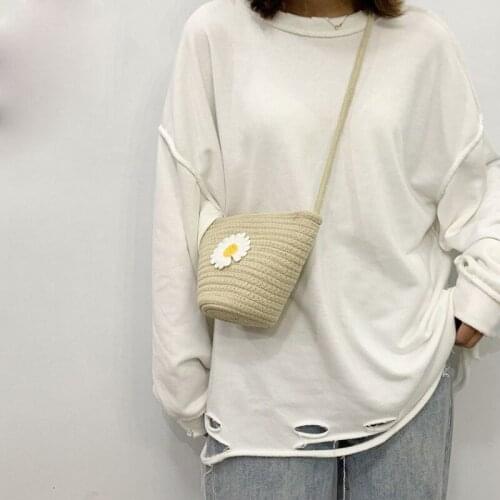 2020 Hand woven straddle shell grass woven bag cotton Daisy Beach Bag Mini dumpling bag