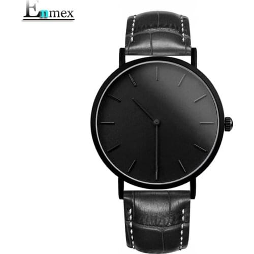 Gift Enmex brief gentleman wristwatch Deployment buckle creative designs with Ultrathin case simple cool fashion quartz watches