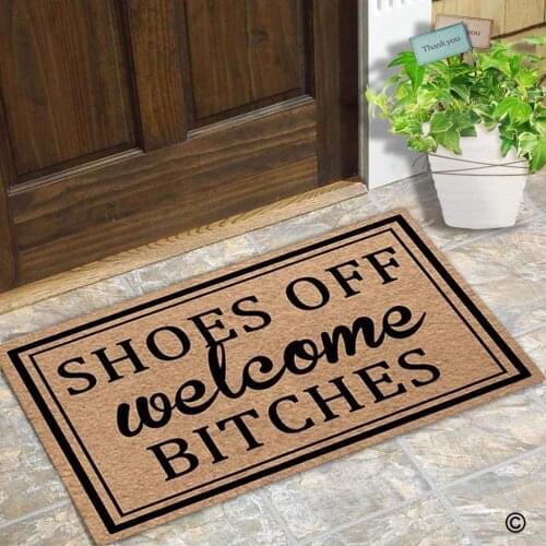 Doormat Entrance Floor Mat Funny Door Mat Shoes Off Welcome Bitches Designed Non-slip Doormat