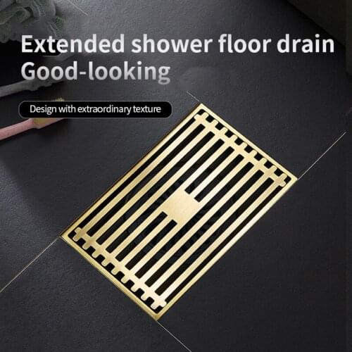 Rectangular Shower Room All-Copper Floor Drain, Anti-Odor, Anti-Overflow, Anti-Water, Large-Displacement Bathroom Floor Drain