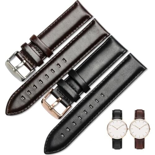 BEAFIRY Genuine Leather Watch Band 18mm 19mm 20mm Straps Watchbands Brown for Men Women Wirstband Black Blue White Red