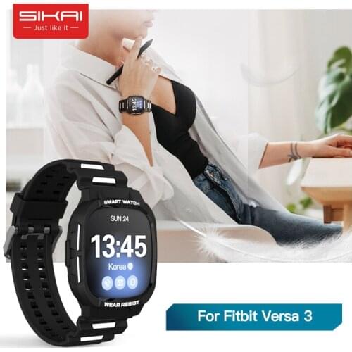 SIKAI 2021 New Band+Case For Fitbit Versa 3 Versa3 TPU Shell Screen Protector Cover Band Strap Bracelet Smart Watch Accessories