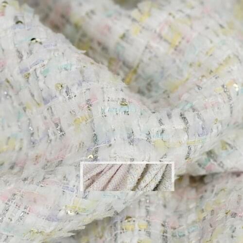 Red Raspberry Italy Colourful Sequin Tweed Fabric Garment Material Women Jacket Coat Sewing Cloth Tailor Textile Freeshipping