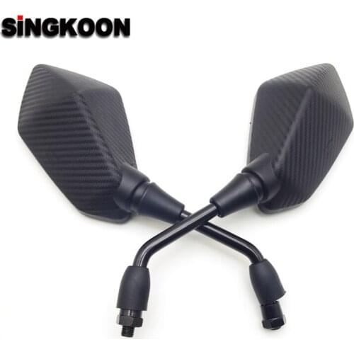Carbon Fibre Pattern Universal 10mm Motocycle Mirror Moto Rearview Side Mirror FOR Yamaha MT07 09 125 M-SLAZ 150 TMAX 500 530