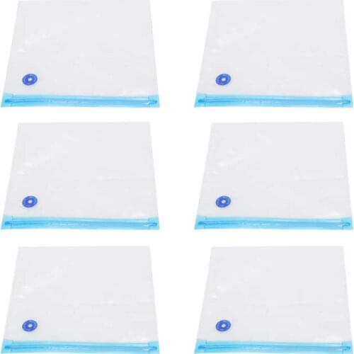6Pcs Vacuum Zipper Freezer Bag Food Preservation Sealer Bag Leakproof Reusable Storage Bags with Double-Layer Zippers Designed