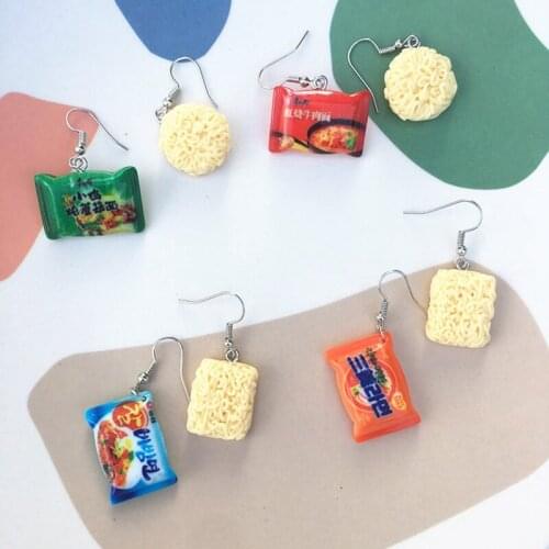 Funny Small Simulation Food Dangle Earrings For Women Cute Asymmetric Instant Noodle Earrings Mini Foods Fashion Jewelry