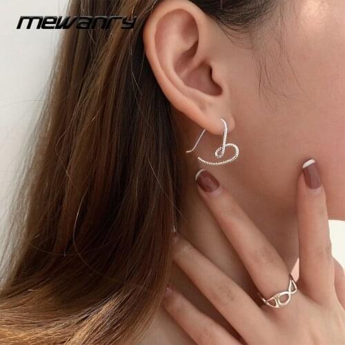 MEWANRY Prevent Allergy 925 Sterling Silver Hoop Earrings for Women New Trendy Elegant Design LOVE Heart Bride Jewelry Wholesale