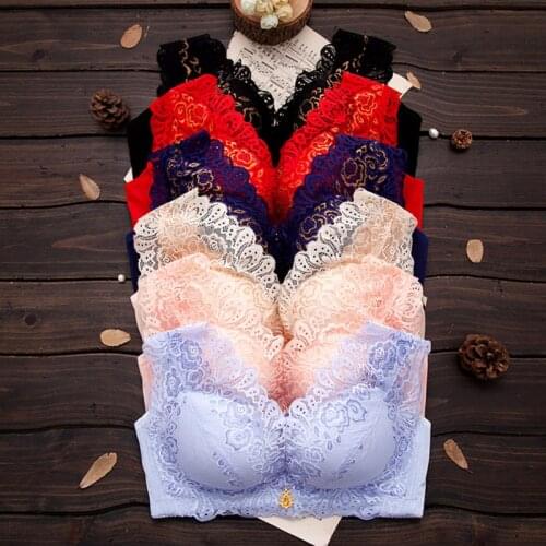 Deep V Sexy Lingerie Push up Brassiere Large Size Lace Bras for Women Bralette Underwear