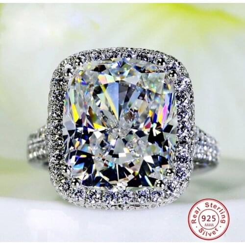 Luxury Female Big CZ Ring Silver Color Filled Jewelry Vintage Crystal Wedding Band Promise Engagement Rings for Women
