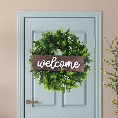 Welcome Sign Front Door Wreath Artificial Eucalyptus Garland Wedding Spring Summer Fall In/Outdoor Wall Farmhouse Decor