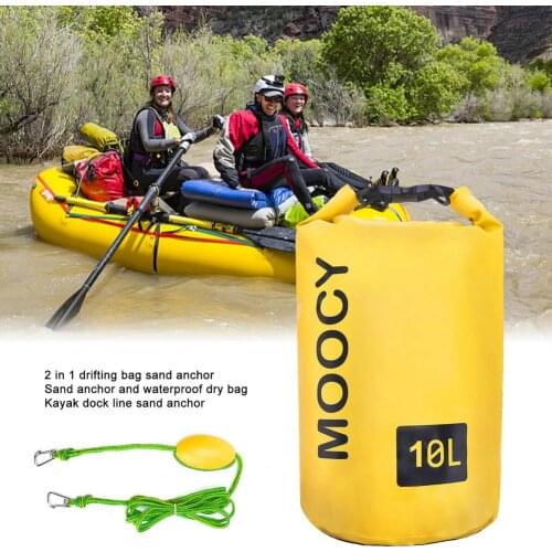 10/20L Tow rope Sand Sack 2-in-1 Sand Anchor & Waterproof Dry Bag Storage Drift Bags Dock line for Kayak Jet Ski Rowing Small