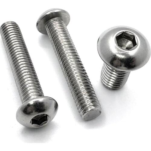 10/50pcs M2 M2.5 M3 M4 M5 M6 304 A2-70 Stainless Steel Black grade 10.9 ISO7380 Hexagon Hex Socket Head Button Allen Bolt Screw