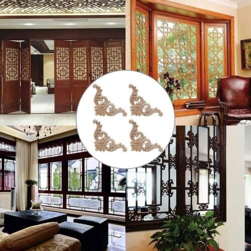 10 Pcs Wood Carving Decal Wood Carved Mouldings Corner Applique Home Door Decor Wood Carving For Door Cabinet Windows
