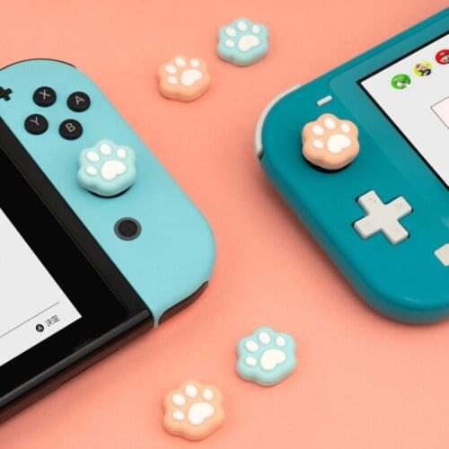 4 PCS Colorful Cat Paw Switch Thumb Grip Cap Joystick Protective Cover NS Lite Thumbstick Case For Nintendo Switch Accessories