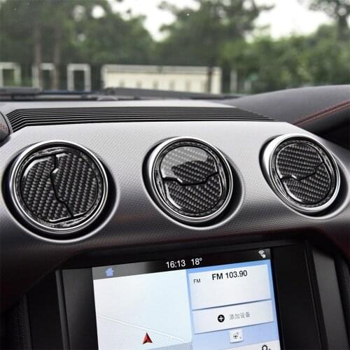 Carbon Fiber Interior Decoration Air Vent Outlet Frame Cover Trim for Ford Mustang Car Decal Stickers Accessories Brand New 9pcs