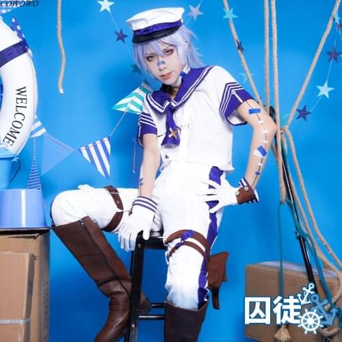 Anime! Identity V Luca Balsa Oceangoing Voyage Day Sailor Suit Uniform Cosplay Costume Halloween Carnival Party Outfit Men NEW