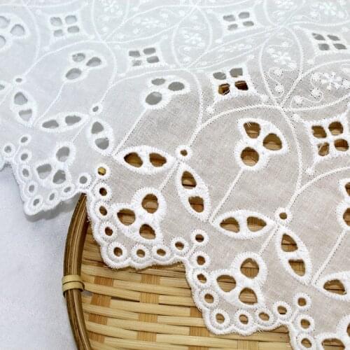 100%Cotton Cloth hollow-out Embroidered Lace Fabric Handmade DIY Clothes Accessories Width 130cm 1Yard
