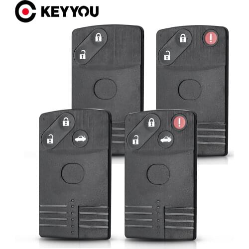 KEYYOU For Mazda Remote Smart Key Card Shell 2 / 4 Buttons for Mazda 5 6 CX-7 CX-9 RX8 Miata MX5 Uncut Blade FOB Case